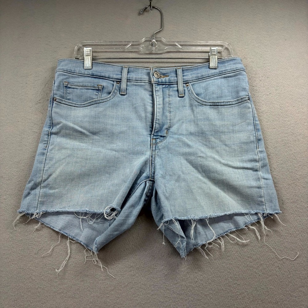 Levis Jean Shorts Womens‎ 30 Blue Denim Jorts 314 Shaping Cut Off Frayed Raw Hem